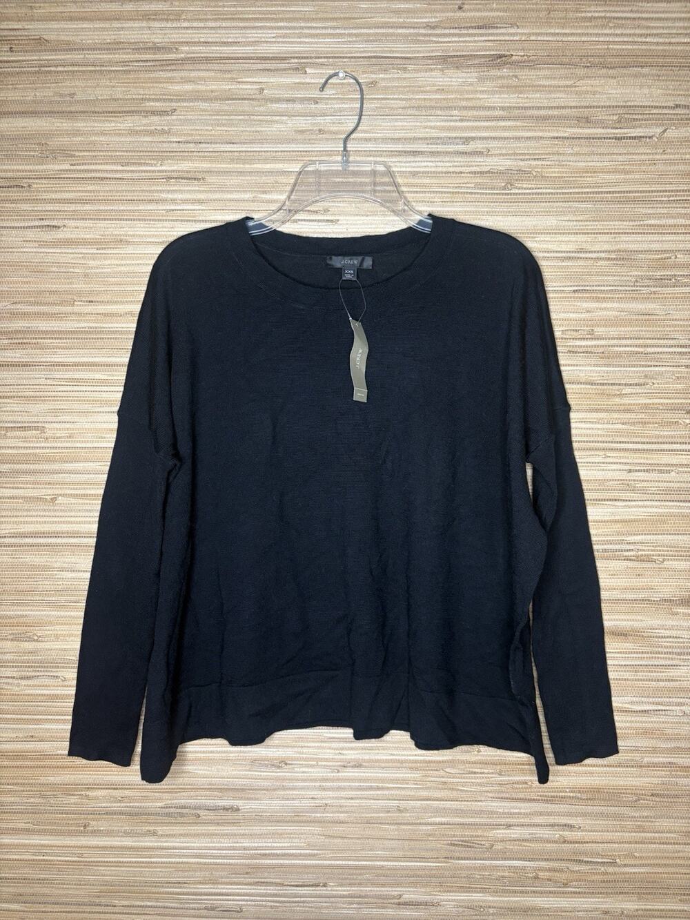 NWT J.Crew Relaxed-Fit Crewneck Sweater Black Sz XXS